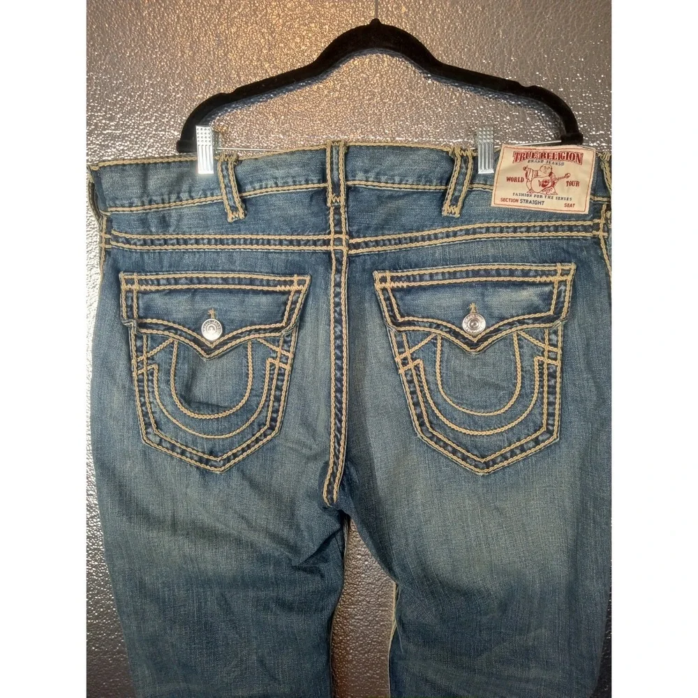 True Religion Deadwood Ropestitch Jeans Size 44 Designer Straight Flap Pocket